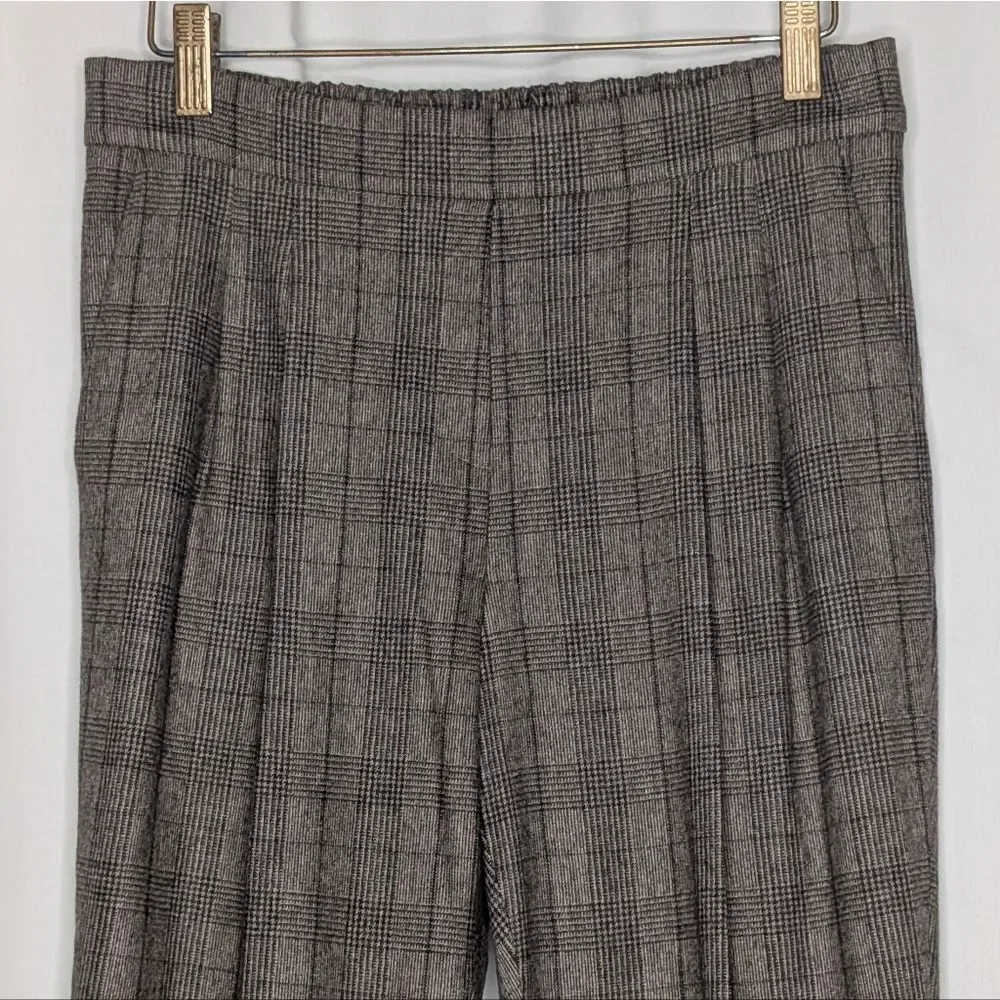Aritza Babaton Cohen Pant Italian Wool Cashmere Plaid Pleated Pull On Trouser